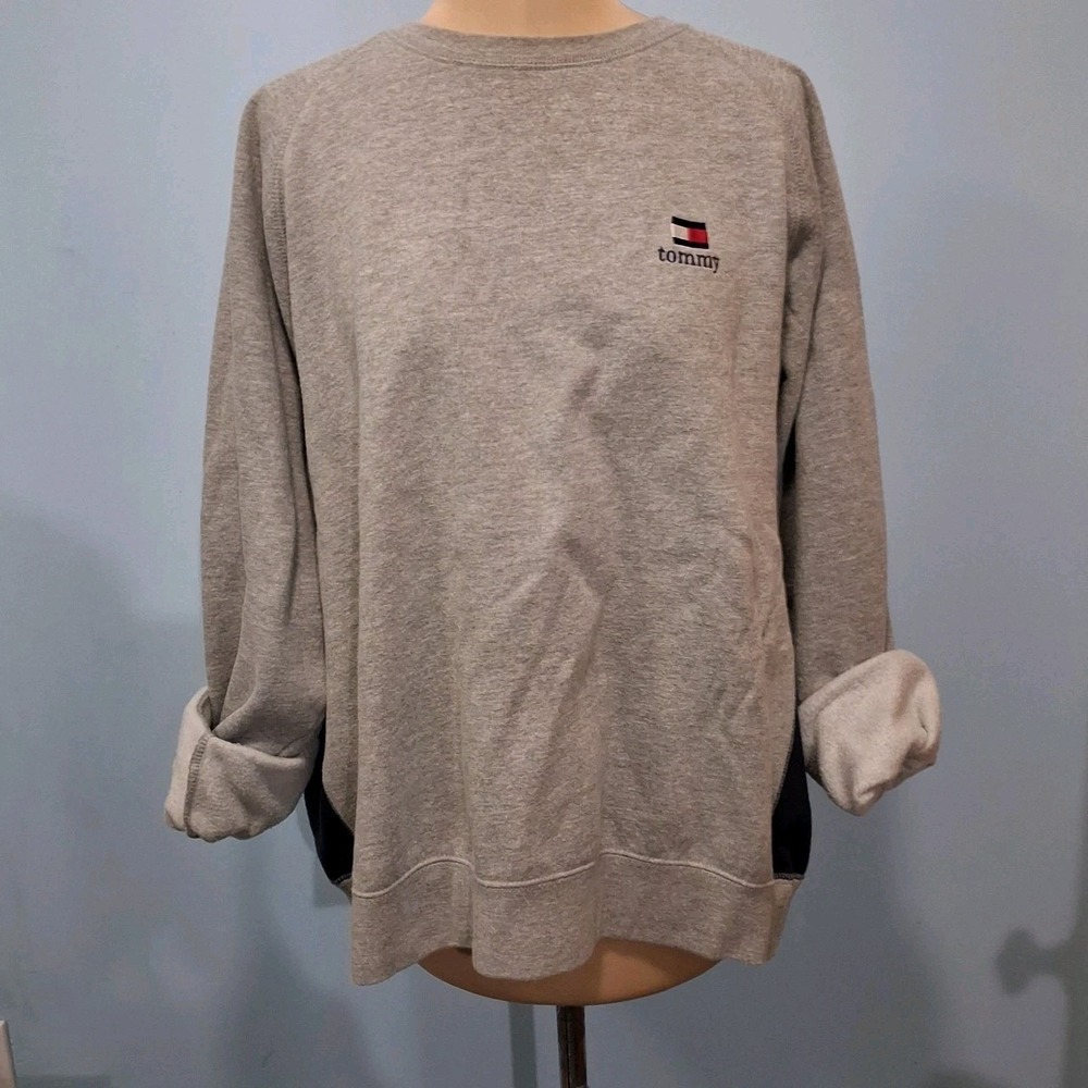 Tommy Hilfiger Mens Sweatshirt Sz XL VTG Y2K Crewneck‎ Gray Sweatshirt  Logo